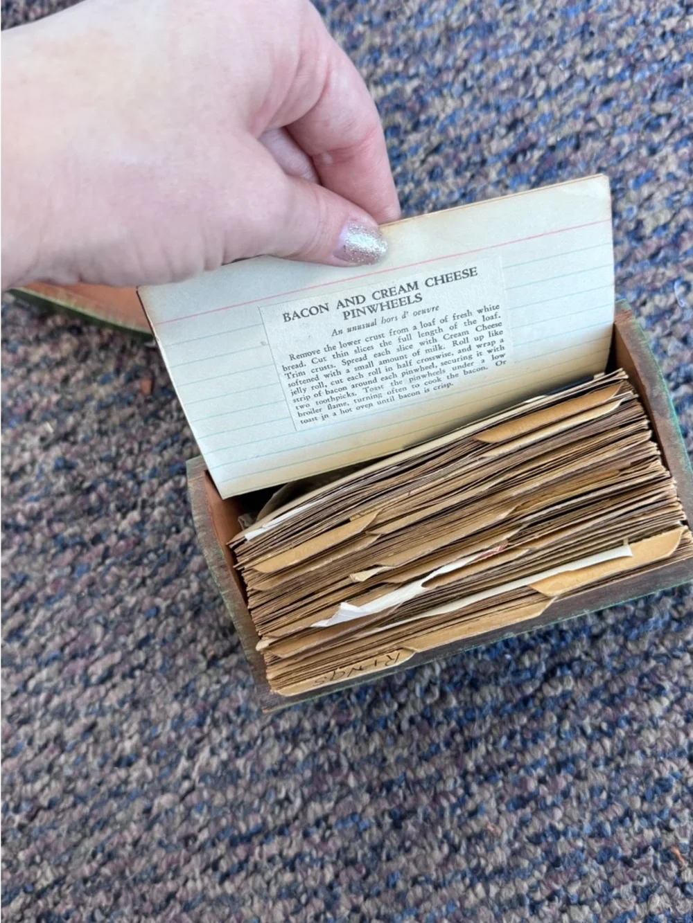 Knickerbocker-Instand Vintage Recipe Box Green Shabby Chic - Picture 5 of 9